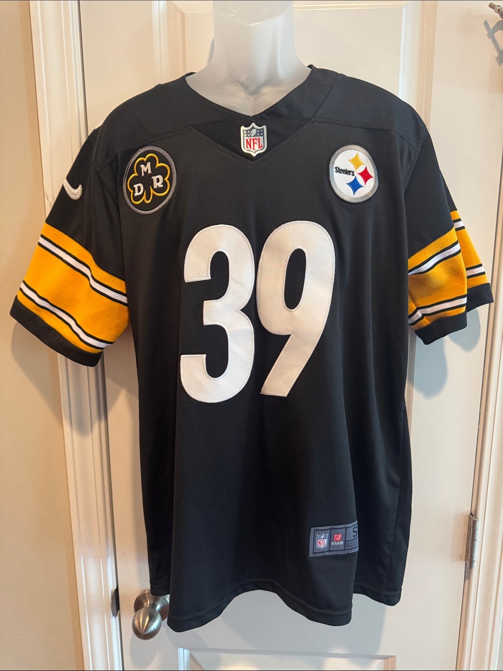 Nike Black and Yellow #39 Steelers Football Jersey